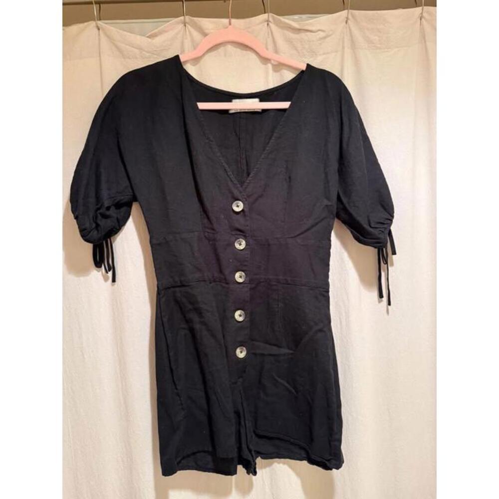 Stylish Black Puff Sleeve Romper - Chic & Versatile